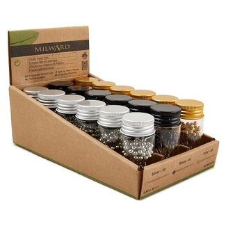 Milward GREEN Nadeln 60 Stück in Gold Silber und Schwarz