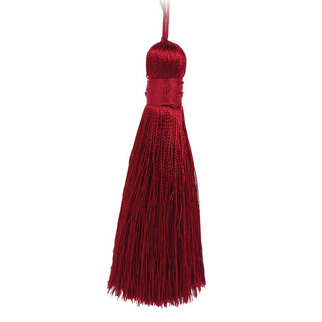 Huismerk Kwastjes 8 cm lang en 1 cm dik, satijn leverbaar in verschillende kleuren