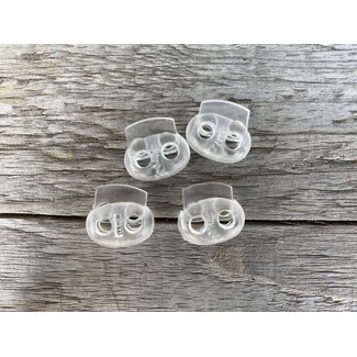 Huismerk Kordelstopper transparent flach 23mm 2-Loch