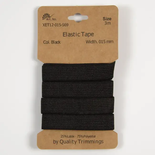Huismerk Elastiek 15 mm breed verpakt per 3 meter