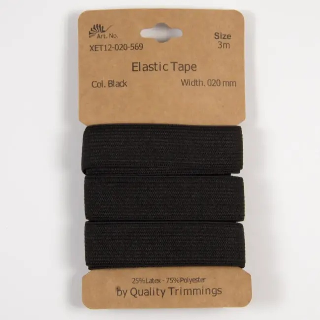 Huismerk Elastiek 20 mm breed verpakt per 3 meter