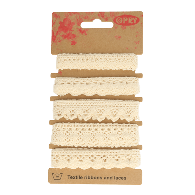 Opry Kantkloskant wit en ecru - 5x1m