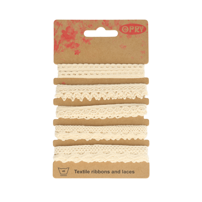 Opry Kantkloskant wit en ecru - 5x1mt