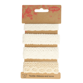 Opry Klöppelspitze weiß und ecru - 4x1m