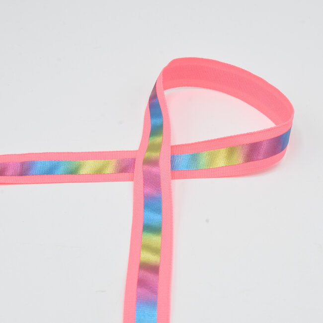 Huismerk Reflecterend band multicolor op Nylonband met diverse kleuren