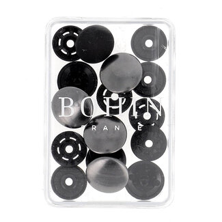 Bohin Magischer Druckknopf Kunst. Metallic 14mm schwarz - 1x4St