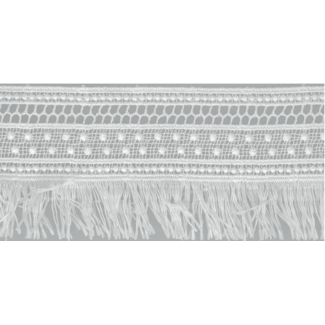 Huismerk Guipurekant met franje 65 mm breed