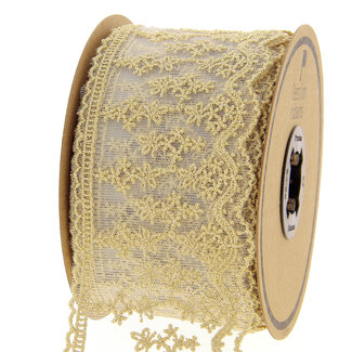 Huismerk Gold Metallic Tüllspitze in 75 mm Breite