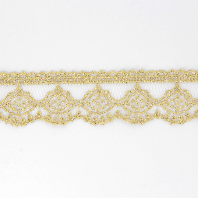 Huismerk Goud Metallic Tulè kant in verschillende breedtes