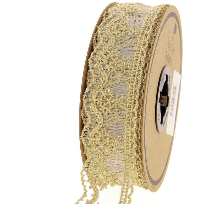 Huismerk Goud Metallic Tulè kant in verschillende breedtes