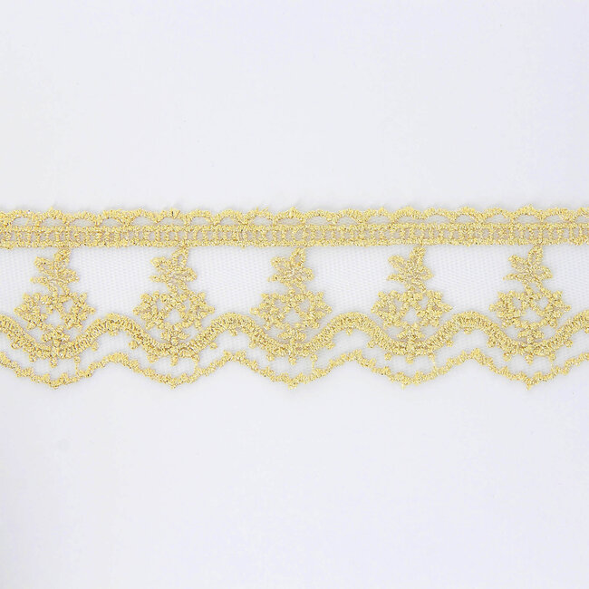 Huismerk Goud Metallic Tulè kant in verschillende breedtes
