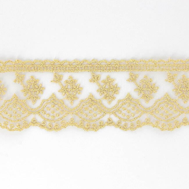 Huismerk Goud Metallic Tulè kant in verschillende breedtes