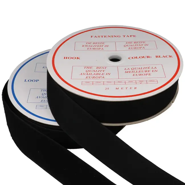 Huismerk Klittenband Naaibaar zwart en wit per meter in diverse breedtes