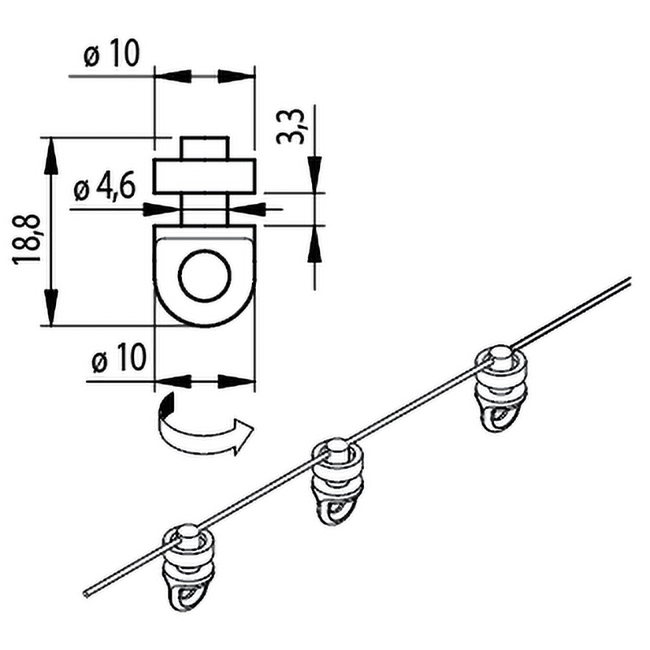 Huismerk Wave glijders breedspoor 60% 8 cm per meter op koord