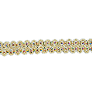 Huismerk Goldband mit Regenbogen und doppeltem weißem Zickzack 21 mm breit