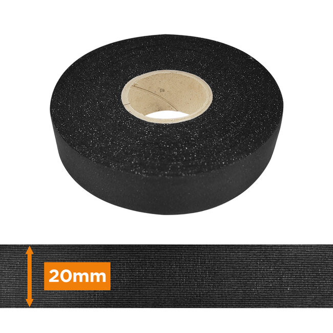 Huismerk 20 mm breed vormband strijkbaar in wit en zwart verpakt per 10 meter