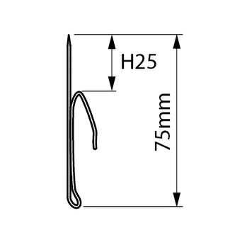 Huismerk Gardinenhaken 1-Schenkel 75 mm, Kopf 25 mm, verpackt pro 20 Stück