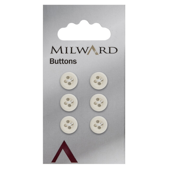 Milward Witte Knopen op kaart 10 mm: Verpakking van 6