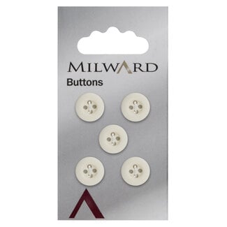 Milward Witte Knopen op kaart 12 mm: Verpakking van 5