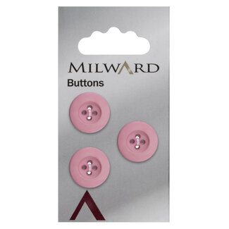 Milward Roze Knopen op kaart 17 mm: Verpakking van 3