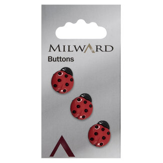 Milward Rode Knopen op kaart 15 mm: Verpakking van 3