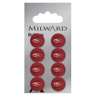 Milward Rote Knöpfe auf Karte 13 mm: Packung mit 8