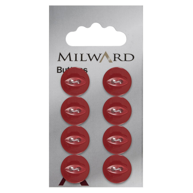 Milward Rode Knopen op kaart 13 mm: Verpakking van 8