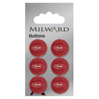 Milward Rode Knopen op kaart 16 mm: Verpakking van 6