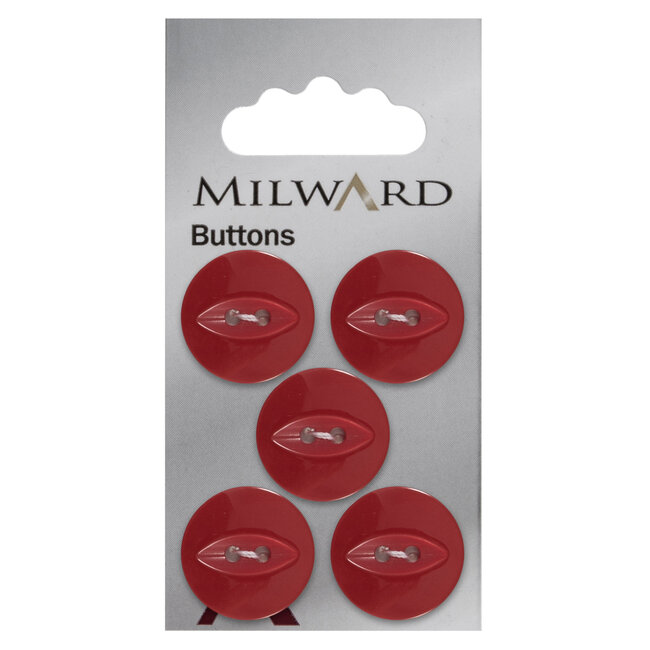 Milward Rode Knopen op kaart 19 mm: Verpakking van 5