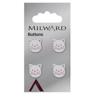Milward Witte Knopen op kaart 14 mm: Verpakking van 4