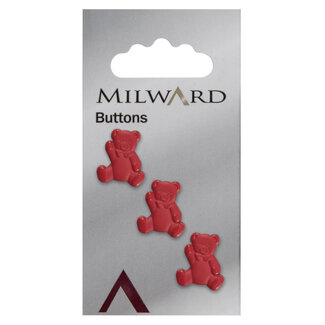 Milward Rode Knopen op kaart 17 mm: Verpakking van 3