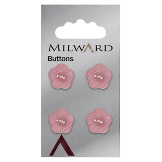 Milward Roze Knopen op kaart 15 mm: Verpakking van 4