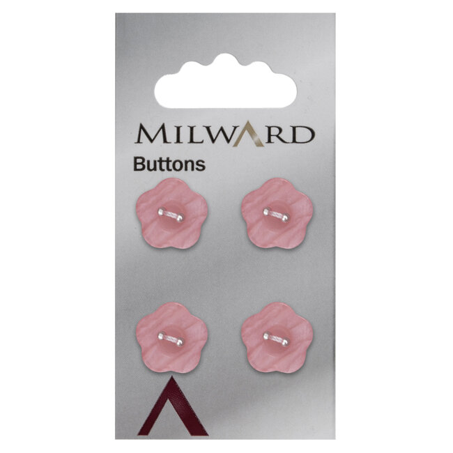 Milward Roze Knopen op kaart 15 mm: Verpakking van 4