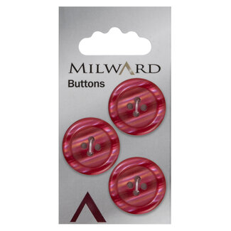 Milward Rote Knöpfe auf Karte 22 mm: Packung mit 3