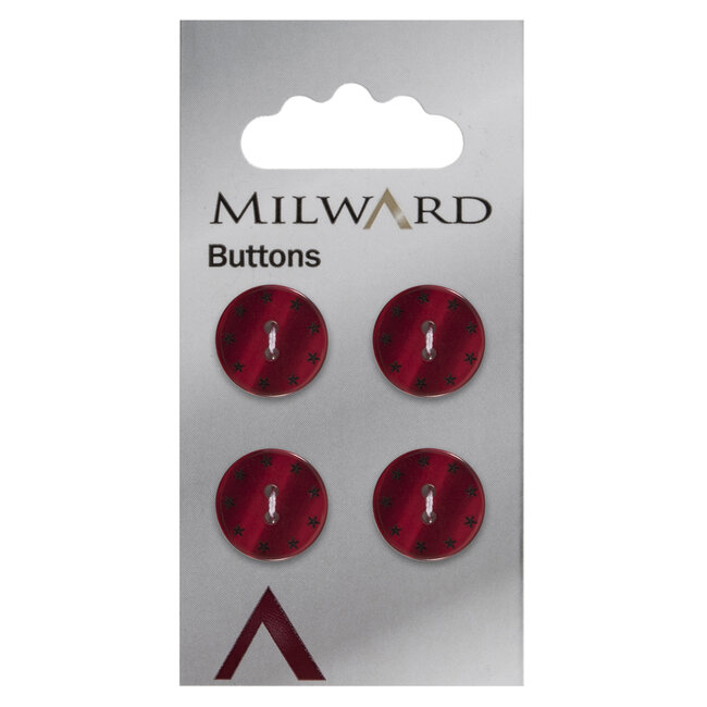 Milward Rode Knopen op kaart 15 mm: Verpakking van 4