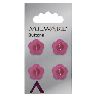 Milward Fuchsia Knöpfe auf Karte 15 mm: Packung mit 4
