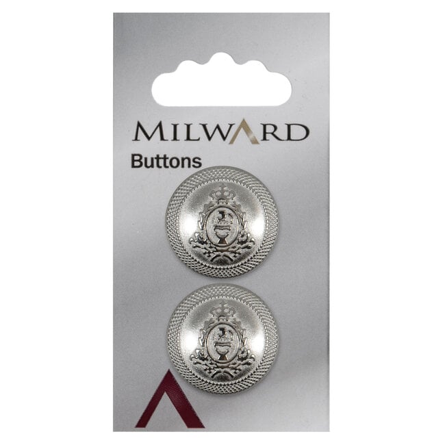 Milward Zilveren Knopen op kaart 22 mm: Verpakking van 2
