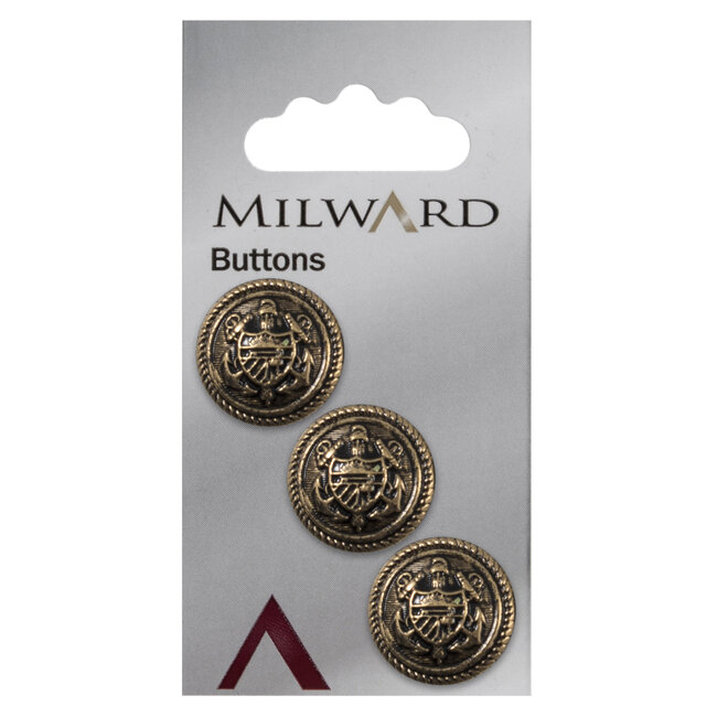 Milward Bronzen Knopen op kaart 19 mm: Verpakking van 3
