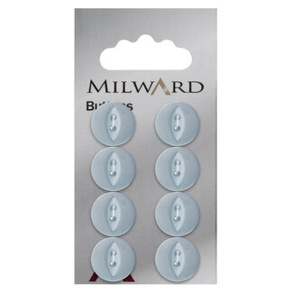 Milward Blaue Knöpfe auf Karte 13 mm: 8er-Packung