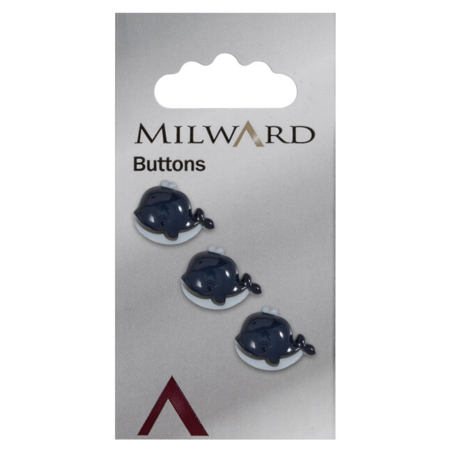 Milward Blauwe Knopen op kaart 16 mm: Verpakking van 3