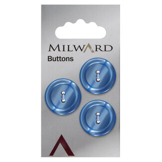 Milward Blaue Knöpfe auf Karte 20 mm: Packung mit 3