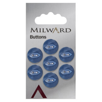 Milward Blauwe Knopen op kaart 13 mm: verpakking  per 7