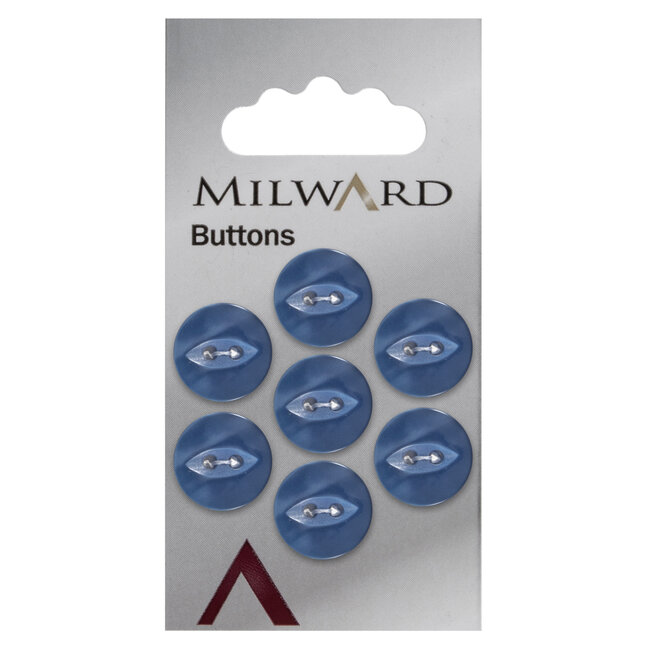 Milward  Blauwe Knopen op kaart 13 mm: verpakking  per 7