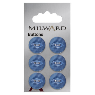 Milward Blauwe Knopen op kaart 16 mm: verpakking  per 6