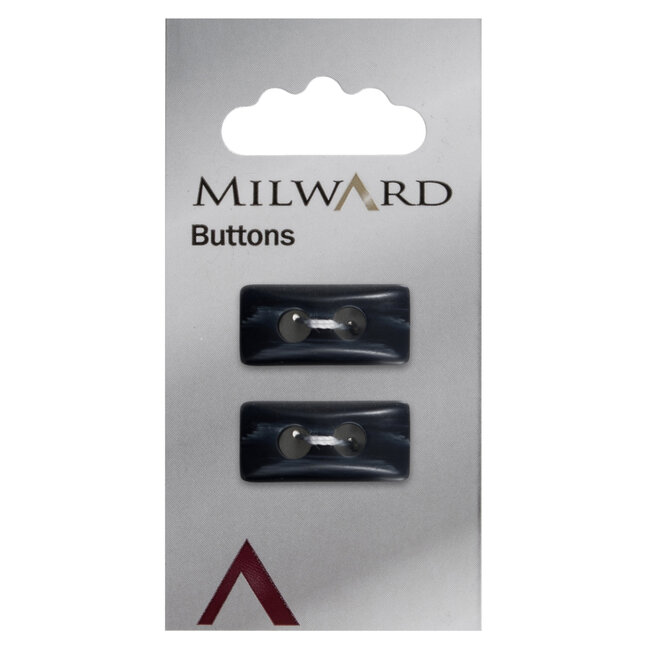 Milward Zwarte vierkante Knopen op kaart 15 mm: verpakking per 2