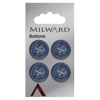 Milward Parelmoer blauw Knopen op kaart 17 mm: verpakking per 4