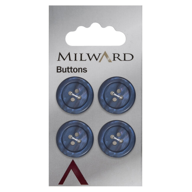 Milward Parelmoer blauw Knopen op kaart 17 mm: verpakking per 4