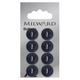 Milward Blaue Knöpfe auf Karte 13mm: Packung mit 8