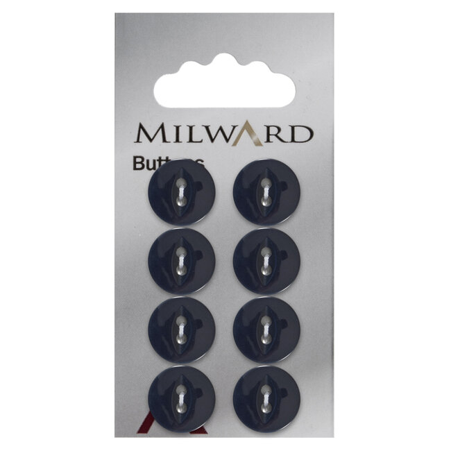 Milward Blauwe Knopen op kaart 13mm: Verpakking van 8
