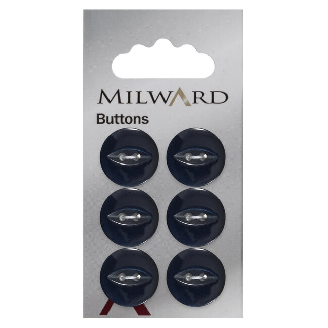Milward Blauwe Knopen op kaart 16mm: Verpakking van 6